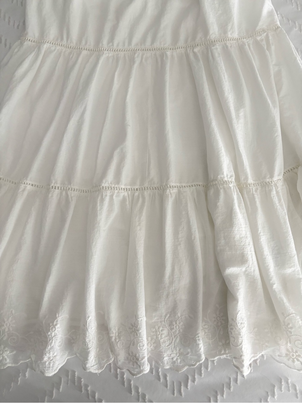 ZARA WHITE PINTUCK COTTON TIERED LIGHTWEIGHT SHOULDER STRAP RUFFLED BOTTOM SZ S - Picture 6 of 9